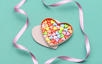 Love, Candies, Multicolored, Motley, Tape, Heart HD wallpaper