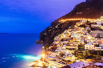 Sea, Cities, Twilight, City, Mountain, Shine, Light, Dusk, Evening HD wallpaper