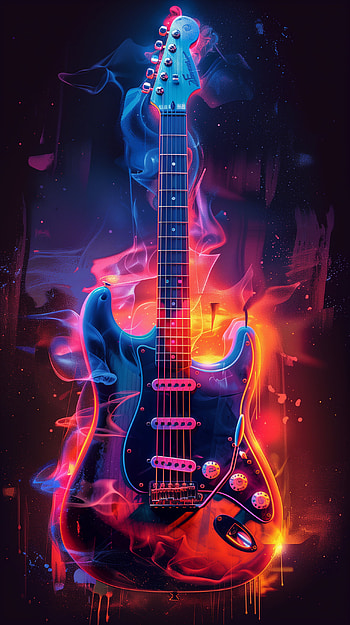 Fiery Electric Guitar HD phone wallpaper