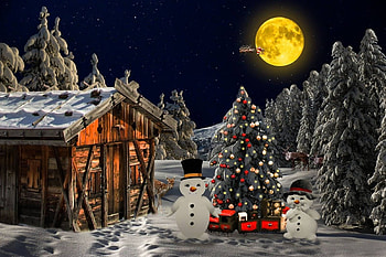 Magical Christmas Night, santa, christmas, magical, night, sleigh, flying HD wallpaper