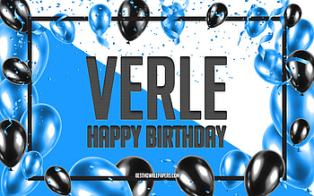 Happy Birtay Verle, Birtay Balloons Background, Verle, with names, Verle Happy Birtay, Blue Balloons Birtay Background, Verle Birtay HD wallpaper