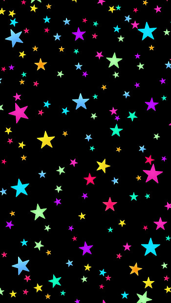 Colorfull stars, black, colors HD phone wallpaper