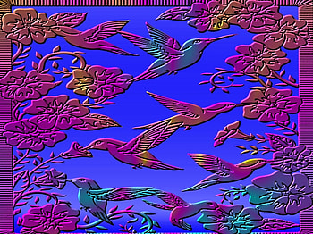 Humming Birds & Morning Glory, pink, lilac, blue, lavendar, birds, flowers HD wallpaper