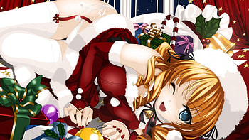 Christmas, girl, anime, pretty HD wallpaper