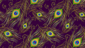 Texture, blue, paper, purple, feather, yellow, green, peacock, pattern, olha shvachich HD wallpaper