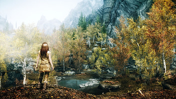 Skyrim, Girl, Autumn, Trees Full . HD wallpaper
