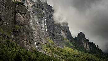 Mountain, fog, nature, rocks HD wallpaper