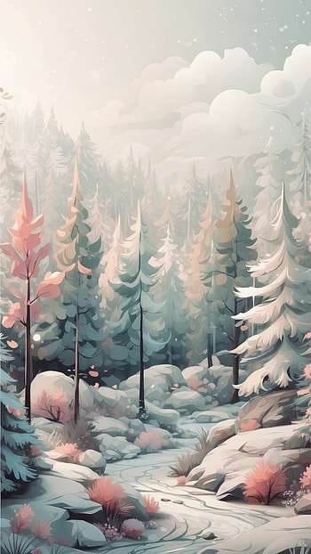 Enchanting Winter Forest, forest, winter, landscape, tree HD phone wallpaper