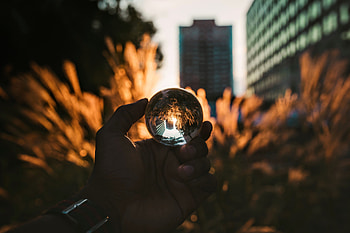 Reflection, Hand, Miscellanea, Miscellaneous, Blur, Smooth, Glass, Ball HD wallpaper