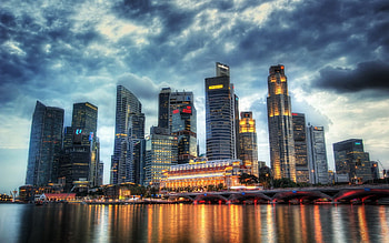Cities, Rivers, City, Shore, Bank, Skyscrapers, Evening, r HD wallpaper