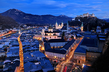 Cities, Streets, Night, Building, View From Above, Austria, Salzburg HD wallpaper