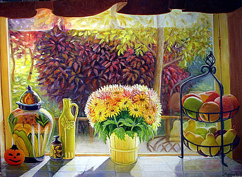 NV Murashova. echoes of Halloween, art, painting, nv murashova, flower HD wallpaper