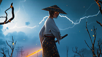 Katana Girl, samurai, katana, sword, artist, artwork, digital-art HD wallpaper