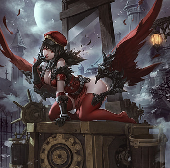 Seven Sins ~ Envy, art, fantasy, moon, clock, girl, dark, seven sins, envy, antilous chao, antilous HD wallpaper