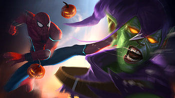 Spiderman Kicking Goblin, marvel-contest-of-champions, games, marvel, behance, spiderman, goblin HD wallpaper