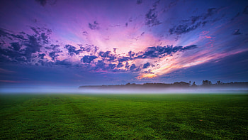 Cloud over field, fog, grassland, landscape, nature HD wallpaper