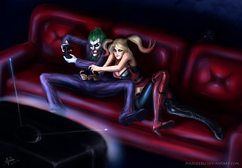 Harley And Joker Playing Games, joker, harley-quinn, superheroes, supervillain, artwork, deviantart HD wallpaper