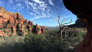 Red Rock-Secret Mountain Wilderness, Arizona, sky, rocks, clouds, landscape, trees, usa HD wallpaper
