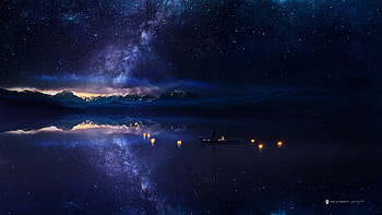Spirit Guide, reflection, 3d, lake, galaxy, space, stars HD wallpaper