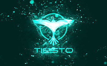 Tiesto turquoise logo, , Dutch DJs, turquoise neon lights, creative, turquoise abstract background, DJ Tiesto logo, Tijs Michiel Verwest, Tiesto logo, music stars, DJ Tiesto HD wallpaper
