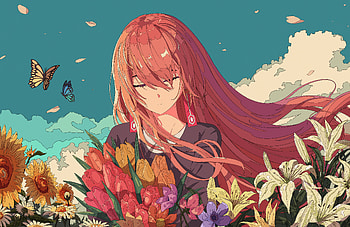 Enjoy Sky Blossom Anime Girl - , sky, flower, Anime, girl, anime girl, Sky Anime HD wallpaper