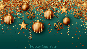 Happy Holidays!, golden, star, craciun, christmas, green, ball, card, new year HD wallpaper