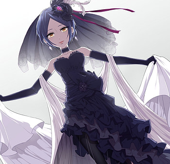 Hayami Kanade, black, dress, beauty, lady, short hair, female, sweet, girl, gloves, beautiful, black hair, woman, anime girl, elegant, anime, pretty, lovely HD wallpaper