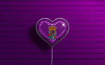 I Love Guadalajara, , realistic balloons, violet wooden background, Day of Guadalajara, spanish provinces, flag of Guadalajara, Spain, balloon with flag, Provinces of Spain, Guadalajara flag, Guadalajara HD wallpaper