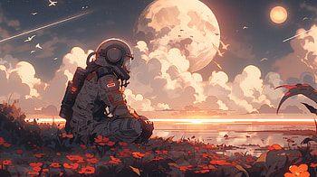 Lunar Reverie, moon, Sci Fi, astronaut HD wallpaper