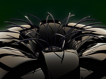 GLASS BALL FLOWER, FLOWER, PETALS, BLACK, SHINE, PLANTS, COOL, FANTASY, SURREAL, 3D, , PLASTIC HD wallpaper