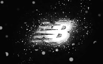 New Balance white logo, , white neon lights, creative, black abstract background, New Balance logo, fashion brands, New Balance HD wallpaper