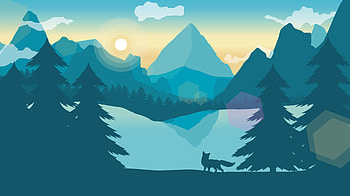 Fox Forest Minimal Landscape , fox, minimalism, minimalist, artist, artwork, digital-art HD wallpaper