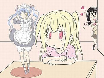 Chibi Maria Holic, trap, nosebleed, twin tails, shidou mariya, maria holic, miyamae kanako, chibi, funny, silly, shinouji matsurika HD wallpaper