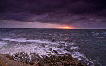 Sun, Art, Landscape, Water, Sunset, Sky, Sea, Violet HD wallpaper