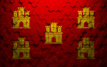 Flag of Poitou, honeycomb art, Poitou hexagons flag, Poitou 3d hexagons art, Poitou flag HD wallpaper