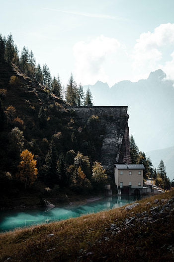 Nature, Rivers, Rock, House HD phone wallpaper