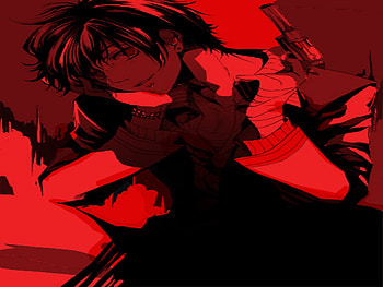Anime guy with Gun BlackRed, gun, anime, guy, blackred HD wallpaper