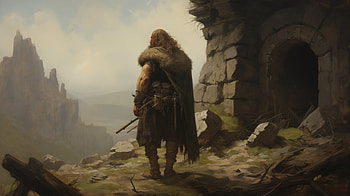 Enigmatic Warrior at Ancient Ruins - Cloaked Figure, ruin, cloak, fantasy, warrior, fantasy warrior HD wallpaper