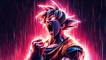 Goku Signature Move, goku, anime, artwork, artist, digital-art, art, neon, dark, deviantart HD wallpaper