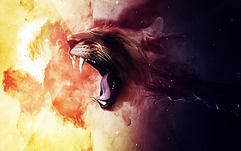 Roaring Lion, lion, creative, graphics HD wallpaper