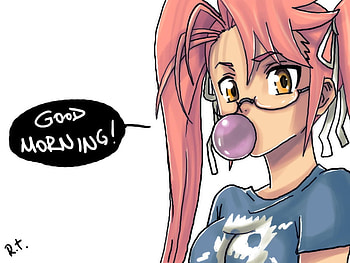 highshool of the dead, brown eyes, anime, pink hair, blue blush HD wallpaper