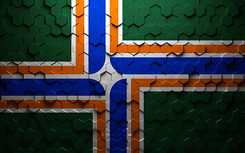 Flag of Portland, honeycomb art, Portland hexagons flag, Portland, 3d hexagons art, Portland flag HD wallpaper