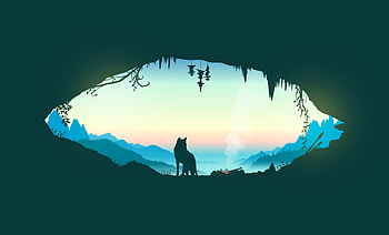 Wolf Cave Vector, wolf, minimalism, minimalist, artist, artwork, digital-art, dribbble HD wallpaper