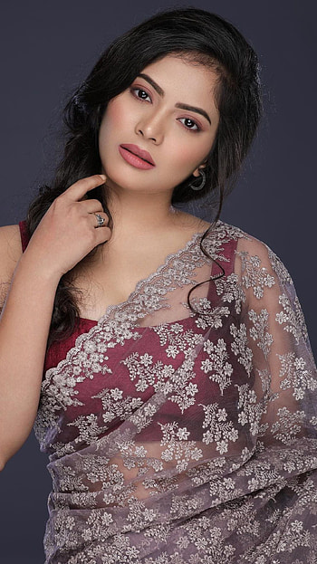 Kruthika Rao, kannada actress, saree lover HD phone wallpaper