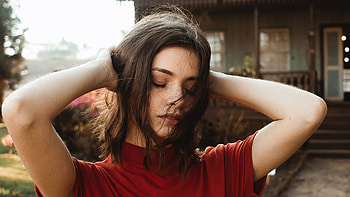 Woman Raising Hand Holding Her Hairs, women, girls, model HD wallpaper