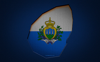 San Marino map, , European countries, San Marino flag, blue carbon background, San Marino map silhouette, Europe, San Marino, flag of San Marino HD wallpaper