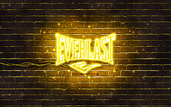 Everlast yellow logo, , yellow brickwall, Everlast logo, brands, Everlast neon logo, Everlast HD wallpaper