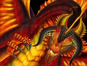 Big Red, wings, horns, scales, fantasy, yellow, red, dragon HD wallpaper