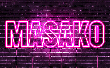 Happy Birtay Masako, , pink neon lights, Masako name, creative, Masako Happy Birtay, Masako Birtay, popular japanese female names, with Masako name, Masako HD wallpaper