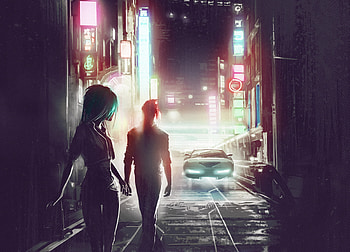 Rendezvous Scandroid Artwork, neon, artist, digital-art, artwork HD wallpaper
